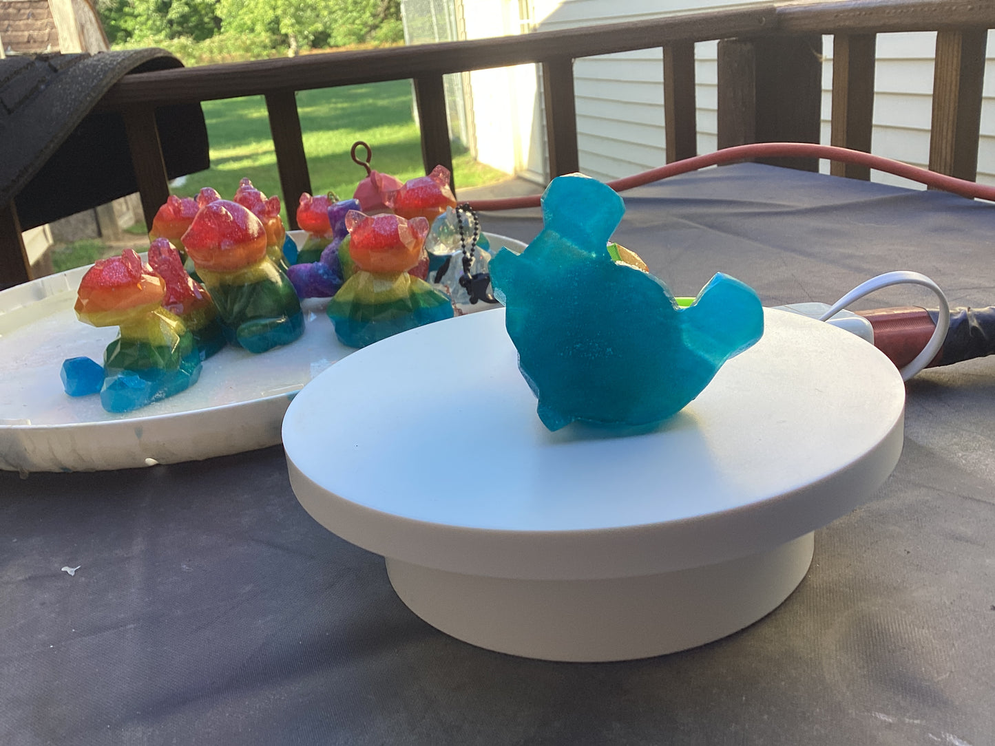Rainbow Bear Keychain, Backpack bling, car ornament.